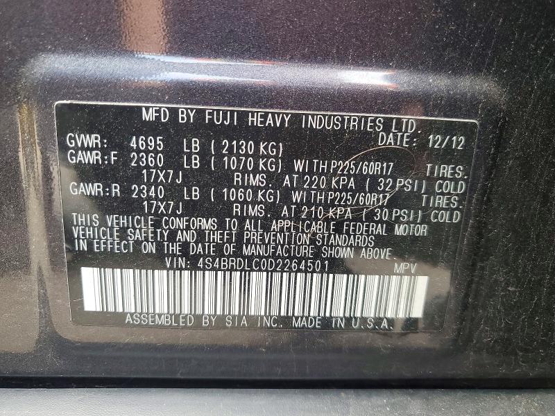 Продаж на аукціоні авто 2013 Subaru Outback, vin: 4S4BRDLC0D2264501, номер лоту: 68987346