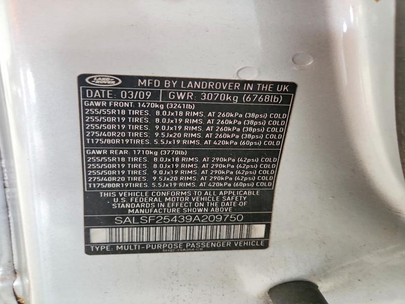 Продаж на аукціоні авто 2009 Land Rover Range Rover Sport, vin: SALSF25439A209750, номер лоту: 70260026