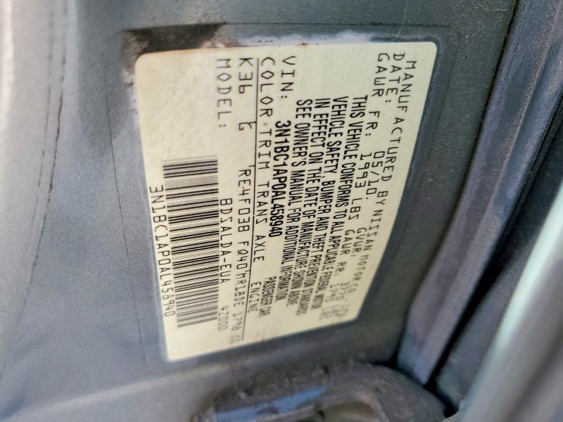 67884676 :رقم المزاد ، 3N1BC1AP0AL458940 vin ، 2010 Nissan Versa مزاد بيع