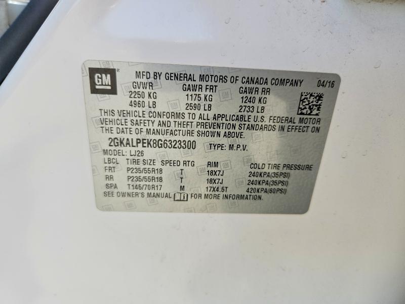 67464526 :رقم المزاد ، 2GKALPEK8G6323300 vin ، 2016 Gmc Terrain مزاد بيع