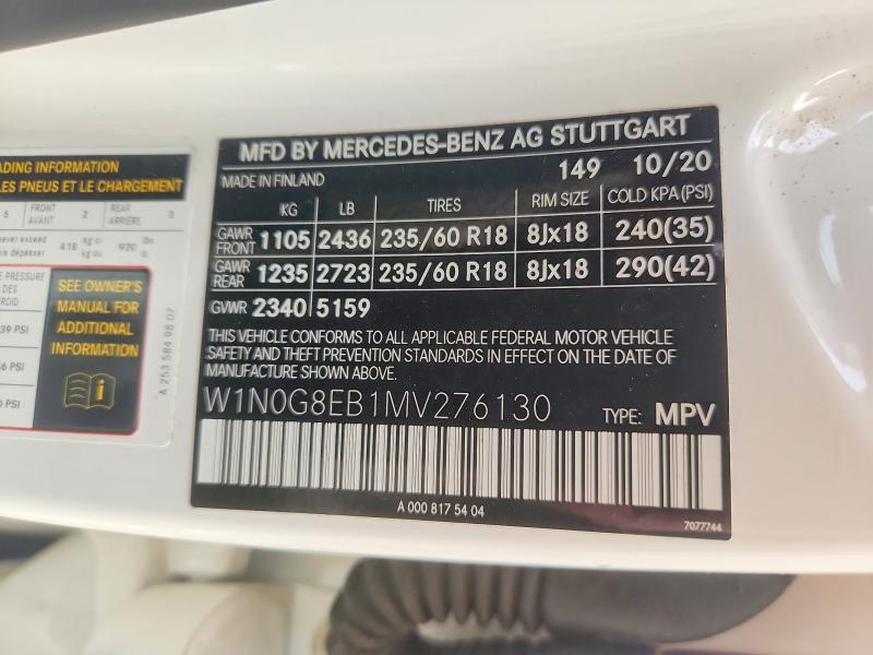 Продаж на аукціоні авто 2021 Mercedes-benz Glc, vin: W1N0G8EB1MV276130, номер лоту: 68735716