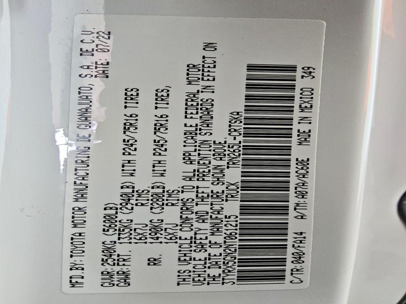 Aukcja sprzedaży 2022 Toyota Tacoma, vin: 3TYRX5GN2NT061215, numer aukcji: 70648156