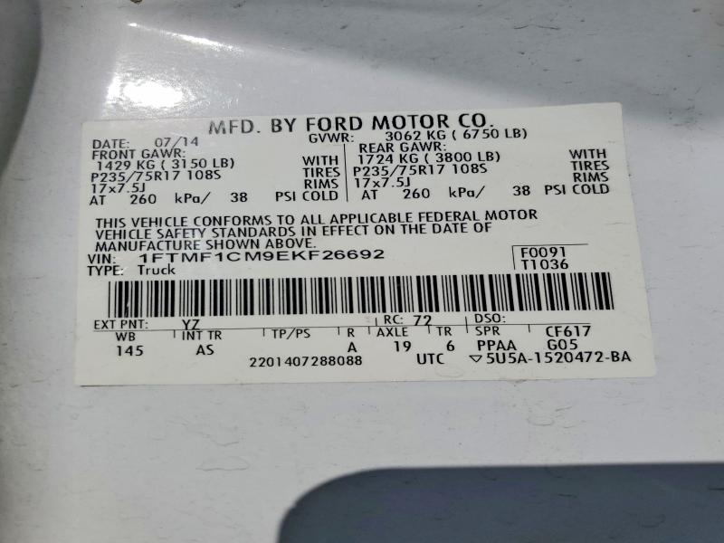Продаж на аукціоні авто 2014 Ford F150, vin: 1FTMF1CM9EKF26692, номер лоту: 68282566