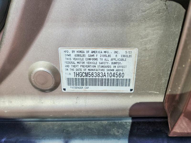 Продажа на аукционе авто 2003 Honda Accord, vin: 1HGCM56383A104560, номер лота: 70734336