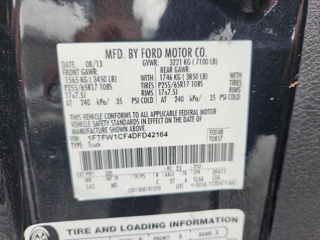 2013 Ford F150 მანქანა იყიდება აუქციონზე, vin: 1FTFW1CF4DFD42164, აუქციონის ნომერი: 68848366