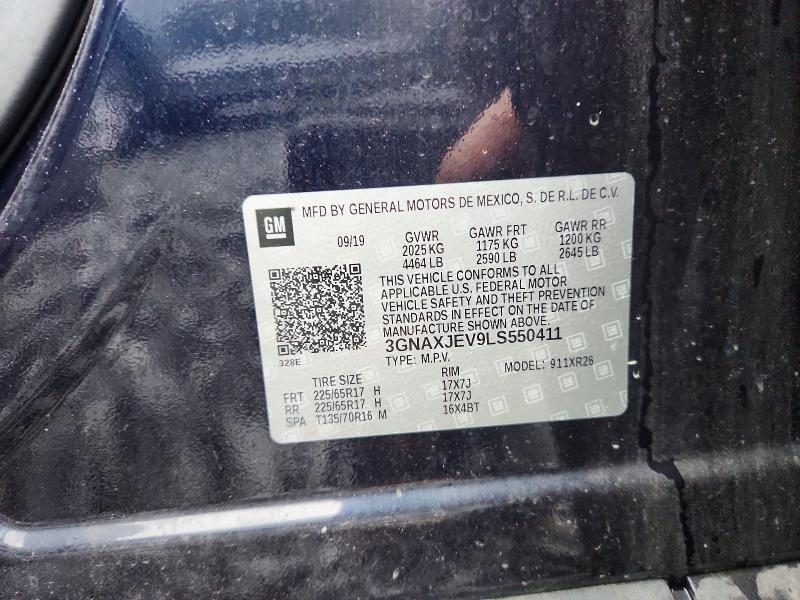 2020 Chevrolet Equinox მანქანა იყიდება აუქციონზე, vin: 3GNAXJEV9LS550411, აუქციონის ნომერი: 68840656