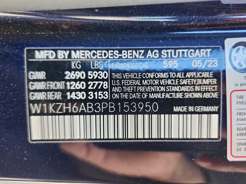 69552296 :رقم المزاد ، W1KZH6AB3PB153950 vin ، 2023 Mercedes-benz E مزاد بيع