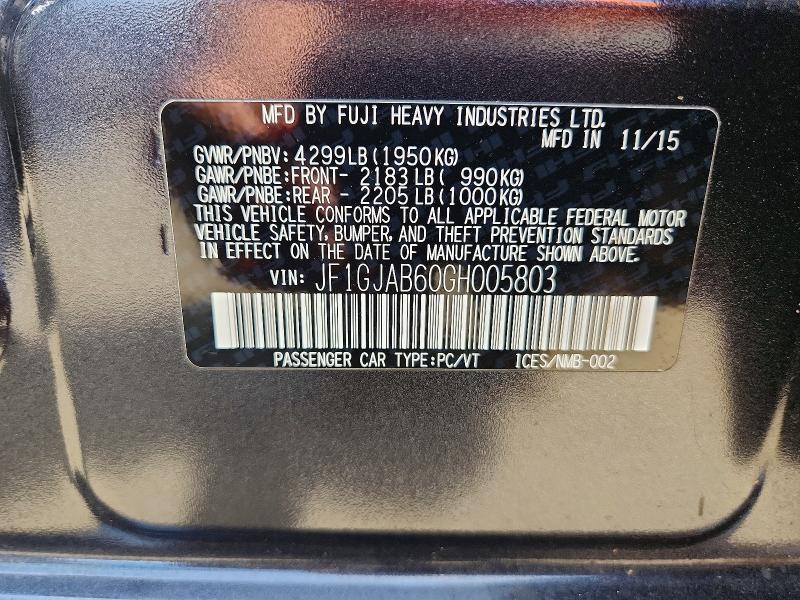 Продажа на аукционе авто 2016 Subaru Impreza, vin: JF1GJAB60GH005803, номер лота: 69685346