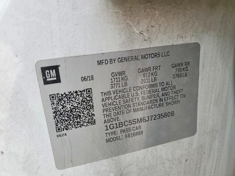 Aukcja sprzedaży 2018 Chevrolet Cruze, vin: 1G1BC5SM6J7235808, numer aukcji: 69691086