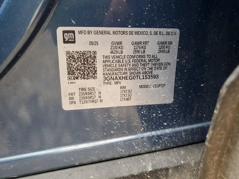 Продаж на аукціоні авто 2026 Chevrolet Equinox, vin: 3GNAXHEG0TL153593, номер лоту: 68191036