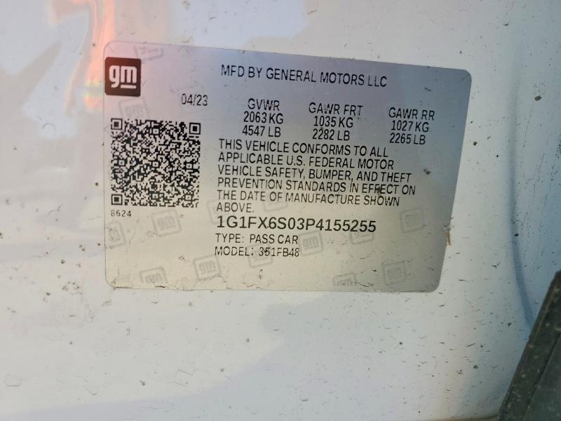 69506146 :رقم المزاد ، 1G1FX6S03P4155255 vin ، 2023 Chevrolet Bolt Ev مزاد بيع