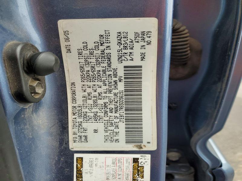 2005 Toyota 4runner მანქანა იყიდება აუქციონზე, vin: JTEBT17R650056151, აუქციონის ნომერი: 68294426
