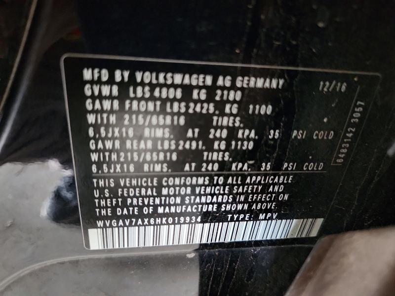 Aukcja sprzedaży 2017 Volkswagen Tiguan, vin: WVGAV7AX6HK019934, numer aukcji: 69614706