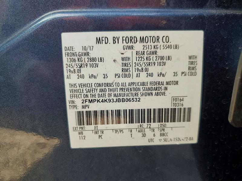 Aukcja sprzedaży 2018 Ford Edge, vin: 2FMPK4K93JBB06532, numer aukcji: 69633296