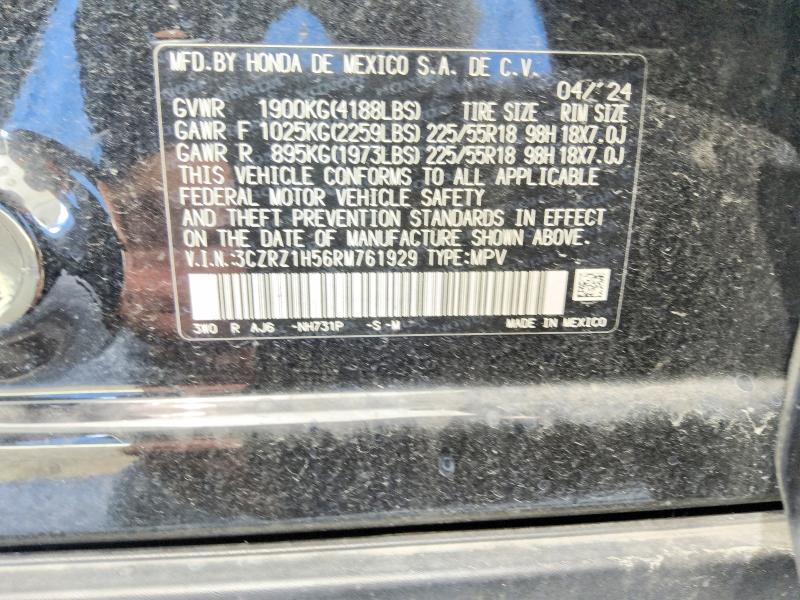 2024 Honda Hr-v მანქანა იყიდება აუქციონზე, vin: 3CZRZ1H56RM761929, აუქციონის ნომერი: 68115236