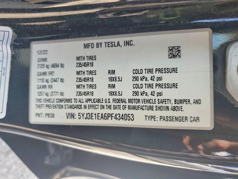 Auction sale of the 2023 Tesla Model 3, vin: 5YJ3E1EA6PF434053, lot number: 67413466