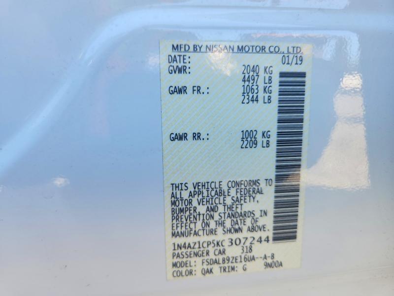 Aukcja sprzedaży 2019 Nissan Leaf, vin: 1N4AZ1CP5KC307244, numer aukcji: 69630656