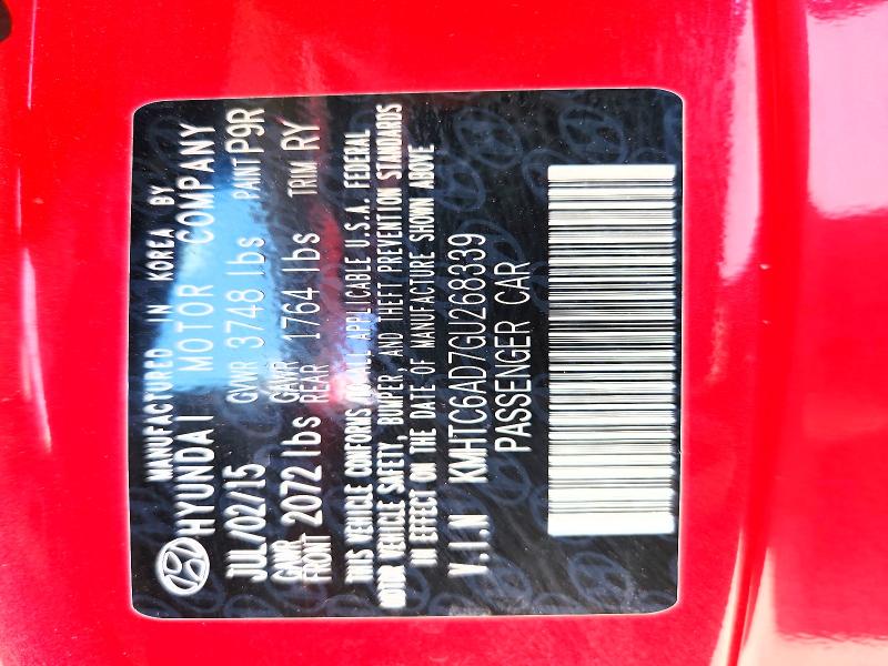 Продажа на аукционе авто 2016 Hyundai Veloster, vin: KMHTC6AD7GU268339, номер лота: 68876806