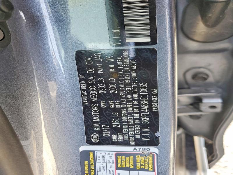 68738756 :رقم المزاد ، 3KPFL4A88HE110665         vin ، 2017 Kia Forte مزاد بيع