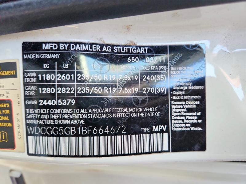 2011 Mercedes-benz Glk მანქანა იყიდება აუქციონზე, vin: WDCGG5GB1BF664672, აუქციონის ნომერი: 69835436