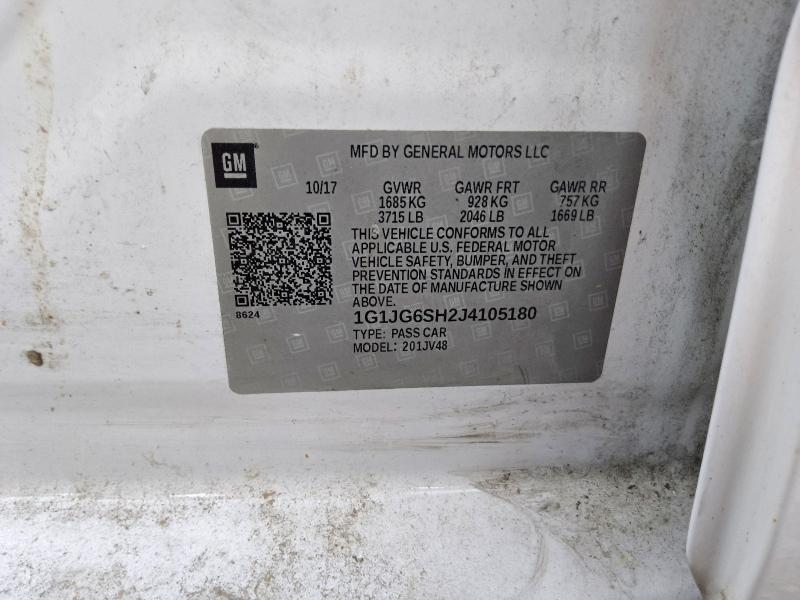 68978786 :رقم المزاد ، 1G1JG6SH2J4105180 vin ، 2018 Chevrolet Sonic مزاد بيع