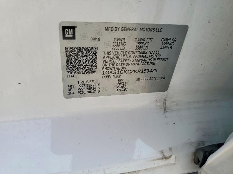 Продаж на аукціоні авто 2019 Gmc Yukon Xl, vin: 1GKS1GKC2KR159420, номер лоту: 69912006