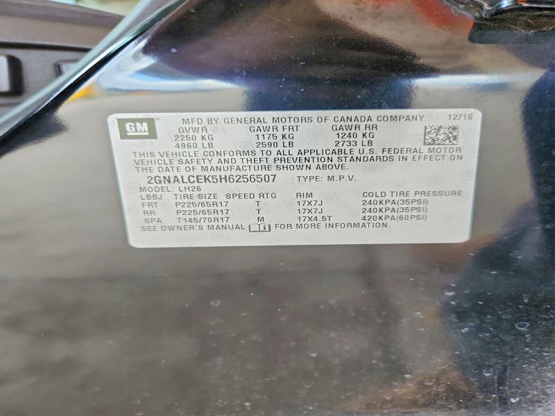Aukcja sprzedaży 2017 Chevrolet Equinox, vin: 2GNALCEK5H6256507, numer aukcji: 69645316