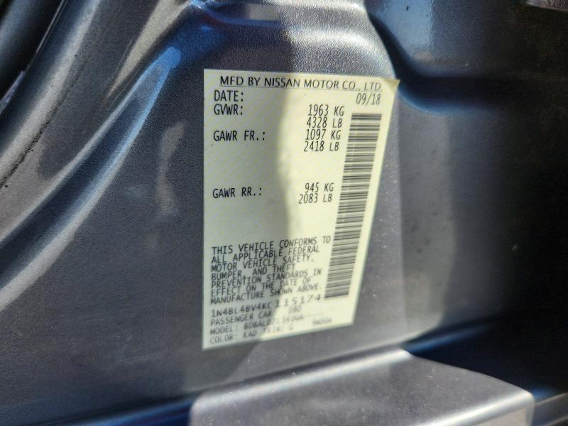 Aukcja sprzedaży 2019 Nissan Altima, vin: 1N4BL4BV4KC115174, numer aukcji: 70383556