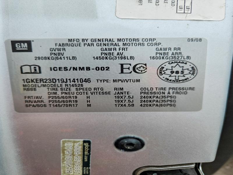 2009 Gmc Acadia მანქანა იყიდება აუქციონზე, vin: 1GKER23D19J141046, აუქციონის ნომერი: 69133996
