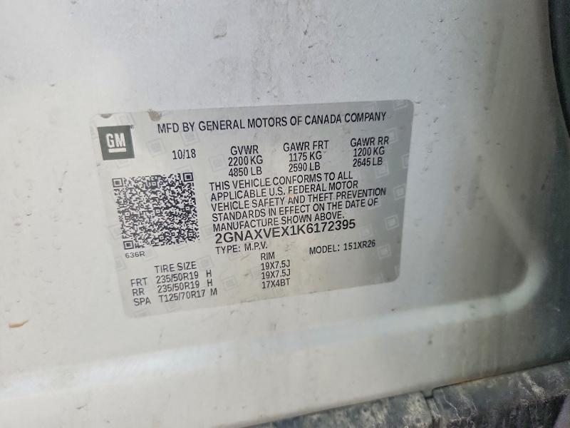 69697376 :رقم المزاد ، 2GNAXVEX1K6172395 vin ، 2019 Chevrolet Equinox مزاد بيع