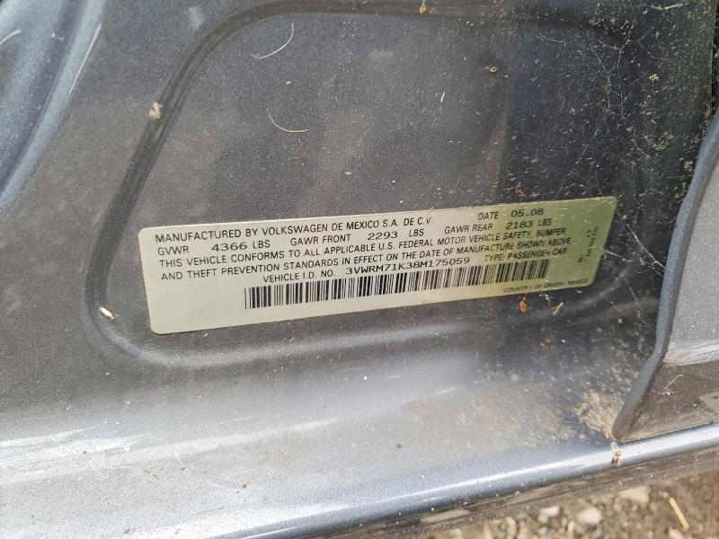 Продаж на аукціоні авто 2008 Volkswagen Jetta, vin: 3VWRM71K38M175059, номер лоту: 69931486
