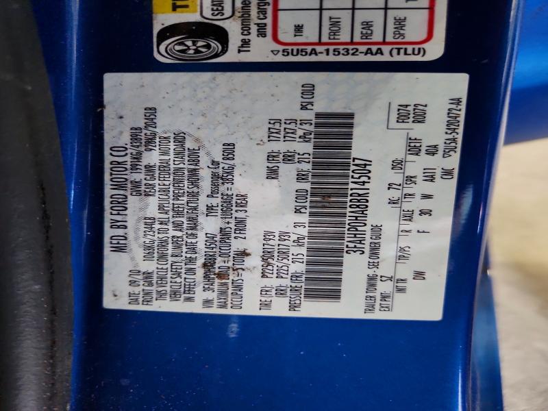 2011 Ford Fusion მანქანა იყიდება აუქციონზე, vin: 3FAHP0HA8BR145047, აუქციონის ნომერი: 69876006
