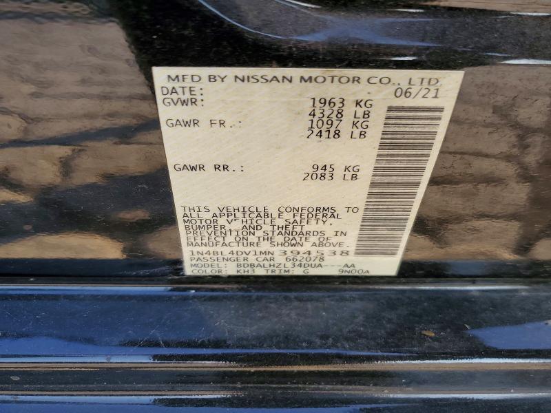 Продаж на аукціоні авто 2021 Nissan Altima, vin: 1N4BL4DV1MN394538, номер лоту: 67336686