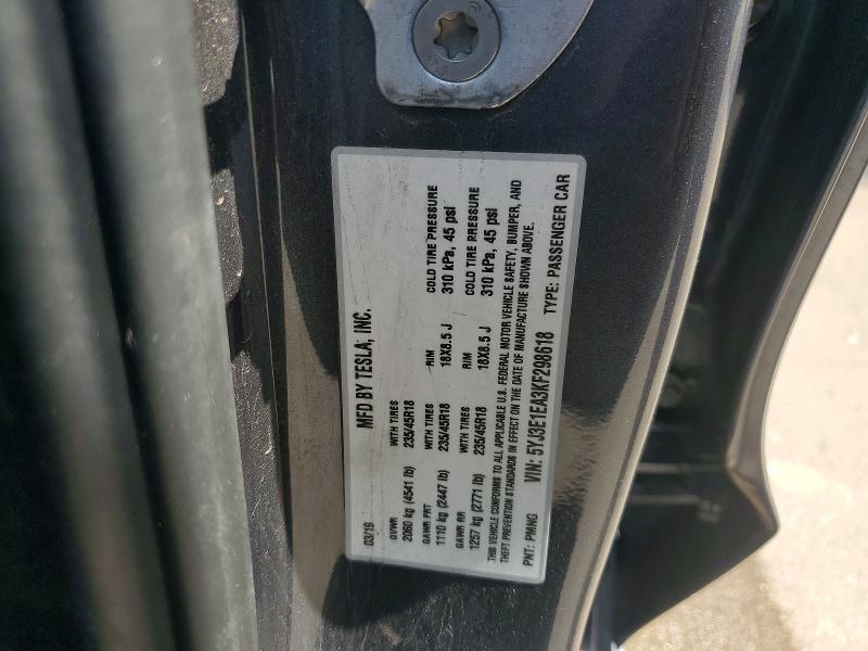 2019 Tesla Model 3 მანქანა იყიდება აუქციონზე, vin: 5YJ3E1EA3KF298618, აუქციონის ნომერი: 67934016