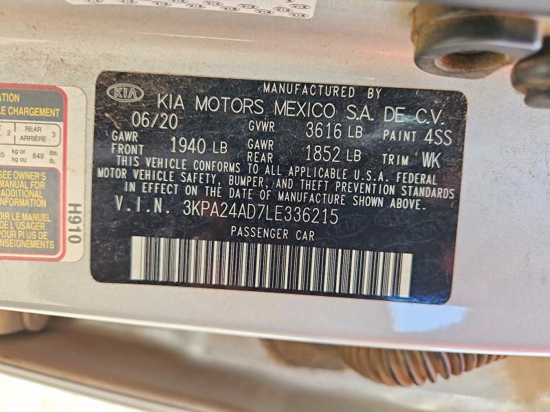68805376 :رقم المزاد ، 3KPA24AD7LE336215 vin ، 2020 Kia Rio مزاد بيع