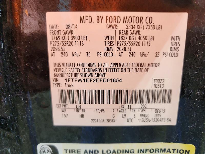 Aukcja sprzedaży 2014 Ford F150, vin: 1FTFW1EF2EFD01854, numer aukcji: 68868706