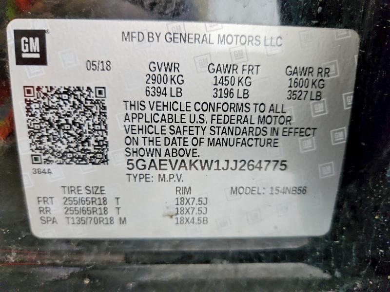 Продаж на аукціоні авто 2018 Buick Enclave, vin: 5GAEVAKW1JJ264775, номер лоту: 69298016