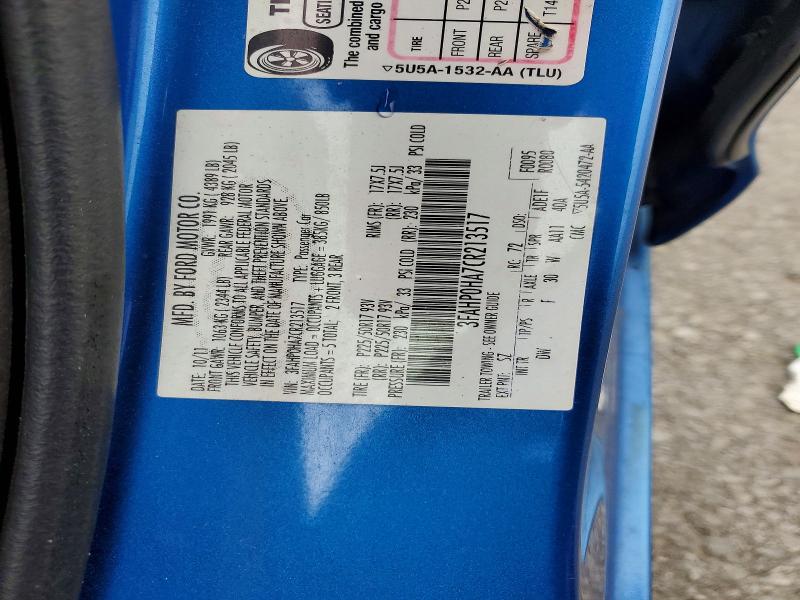 Продаж на аукціоні авто 2012 Ford Fusion, vin: 3FAHP0HA7CR213517, номер лоту: 70183026