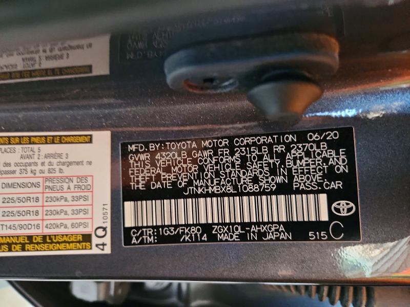 66642006 :رقم المزاد ، JTNKHMBX8L1088759 vin ، 2020 Toyota C-hr مزاد بيع