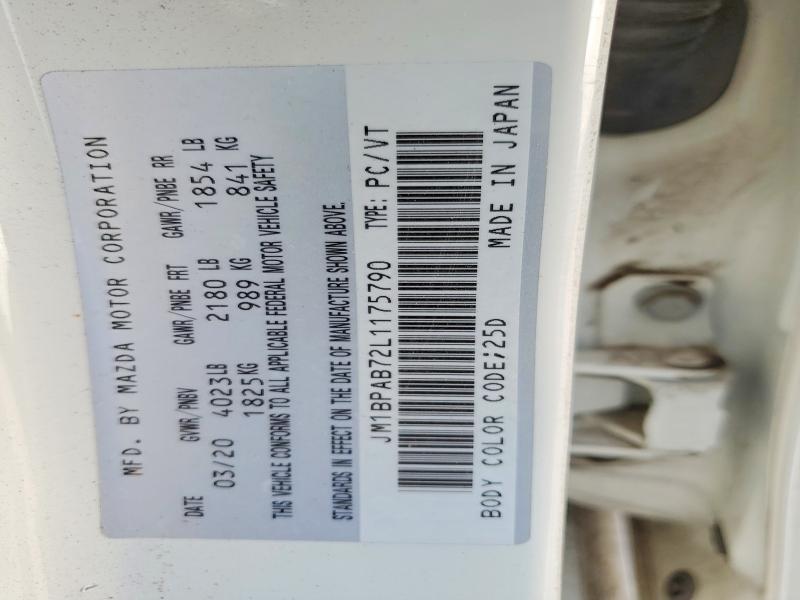 70340986 :رقم المزاد ، JM1BPAB72L1175790 vin ، 2020 Mazda 3 مزاد بيع