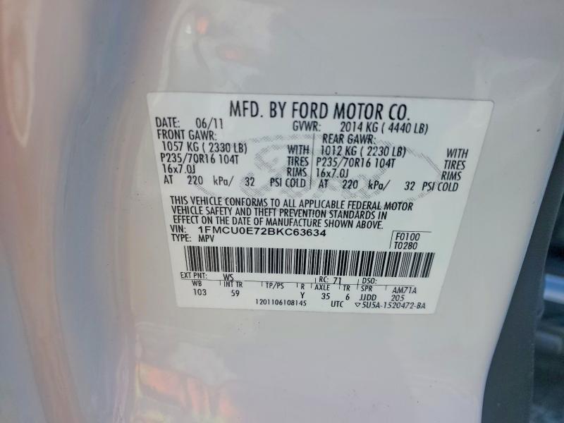 2011 Ford Escape მანქანა იყიდება აუქციონზე, vin: 1FMCU0E72BKC63634, აუქციონის ნომერი: 69647626