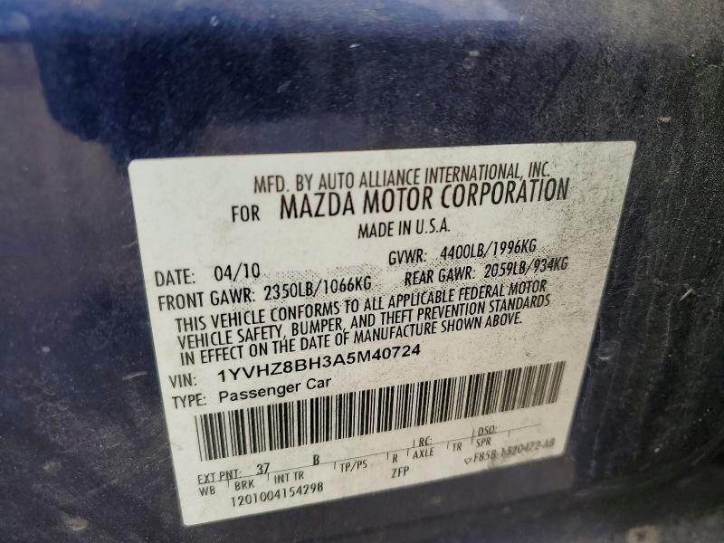 Продаж на аукціоні авто 2010 Mazd Mazda6, vin: 1YVHZ8BH3A5M40724        , номер лоту: 68417806