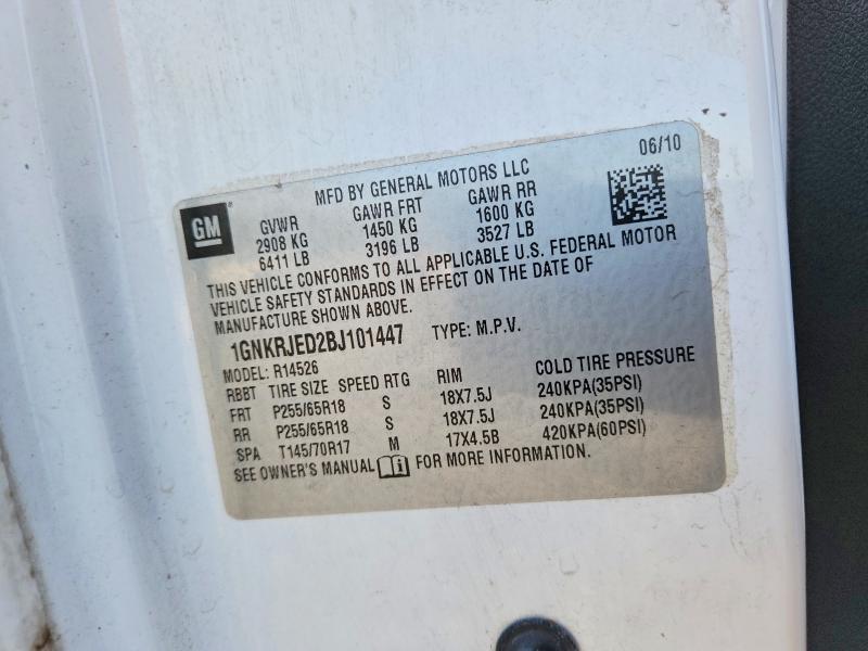 2011 Chevrolet Traverse მანქანა იყიდება აუქციონზე, vin: 1GNKRJED2BJ101447, აუქციონის ნომერი: 68750416