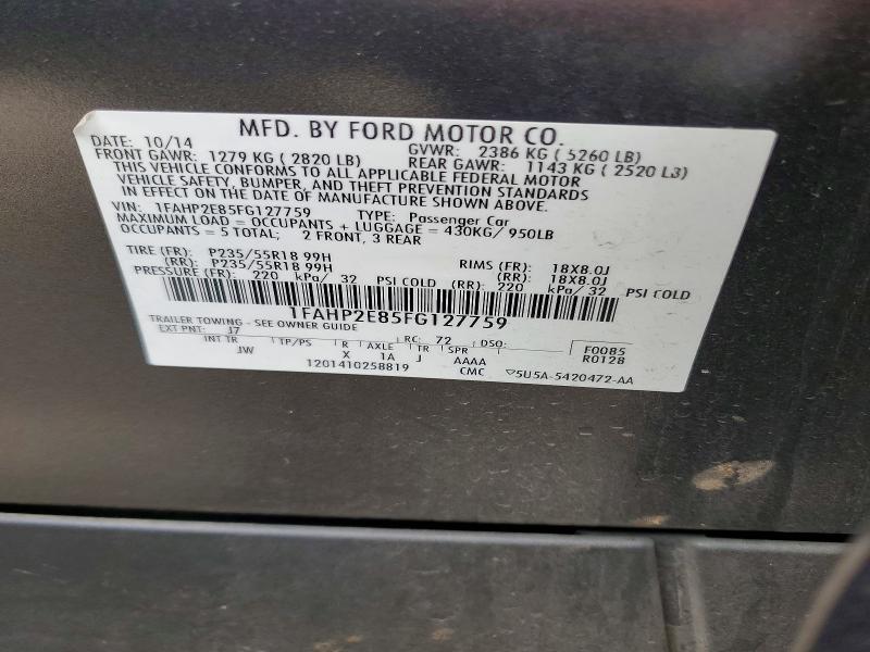 Aukcja sprzedaży 2015 Ford Taurus, vin: 1FAHP2E85FG127759, numer aukcji: 67605016