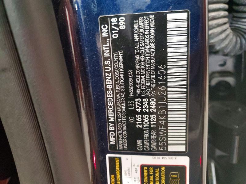 Продажа на аукционе авто 2018 Mercedes-benz C, vin: 55SWF4KB1JU261606, номер лота: 67424426