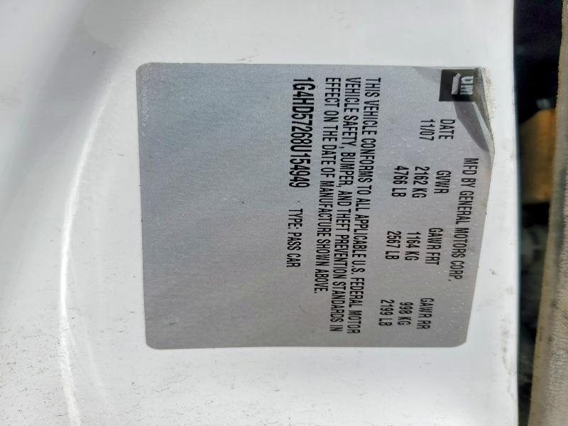 2008 Buick Lucerne მანქანა იყიდება აუქციონზე, vin: 1G4HD57268U154949, აუქციონის ნომერი: 69598076