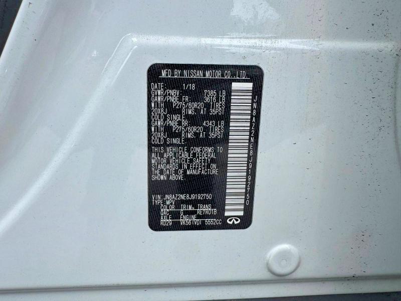 68888816 :رقم المزاد ، JN8AZ2NE8J9192750 vin ، 2018 Infiniti Qx80 مزاد بيع