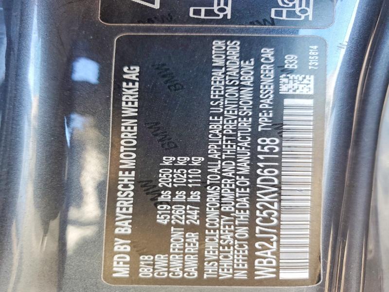 68029006 :رقم المزاد ، WBA2J7C52KVD61158 vin ، 2019 Bmw M240xi مزاد بيع