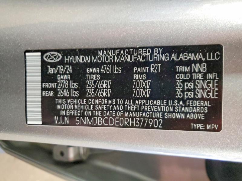 Aukcja sprzedaży 2024 Hyundai Tucson, vin: 5NMJBCDE0RH377902, numer aukcji: 69806466