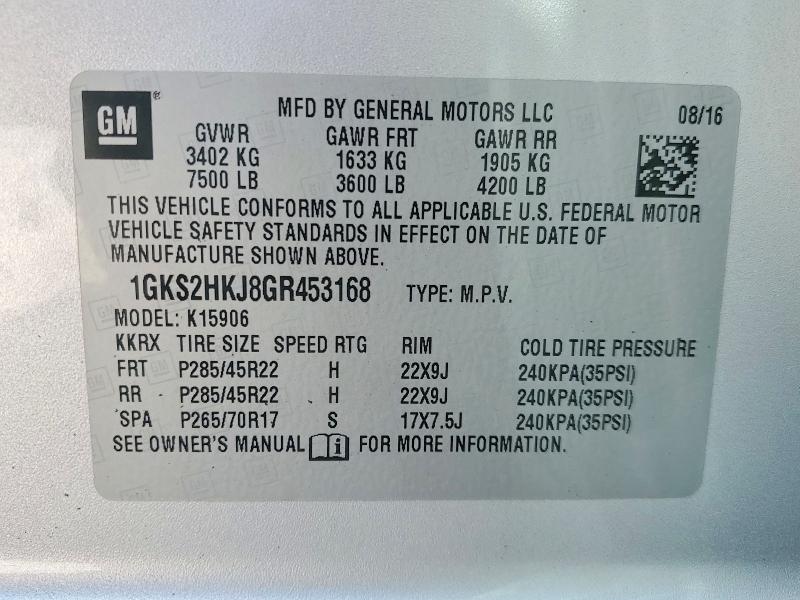 Продаж на аукціоні авто 2016 Gmc Yukon Xl, vin: 1GKS2HKJ8GR453168, номер лоту: 69018886